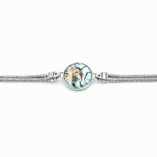 Abalone And Elephant Sterling Silver Toggle Bracelet 6.5 to 7 Inches