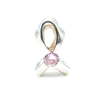 CHAMILIA Breast Cancer Ribbon Light Pink CZ Sterling Silver Charm Bead