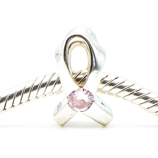 CHAMILIA Breast Cancer Ribbon Light Pink CZ Sterling Silver Charm Bead