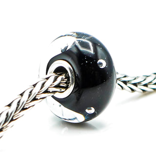 TROLLBEADS Black Bubbles Glass Bead Sterling Silver Core Charm