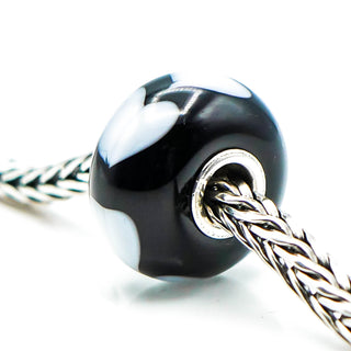 TROLLBEADS White Heart Glass Bead Sterling Silver Charm