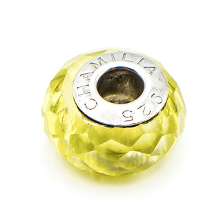 CHAMILIA Jeweled Collection Faceted Light Green Murano Glass Charm With Sterling Silver Core