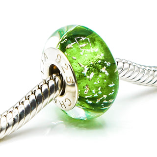 CHAMILIA Be Merry Green Murano Glass Charm With Sterling Silver Core