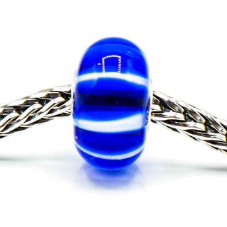 TROLLBEADS Blue Stripe Bead Sterling Silver Charm