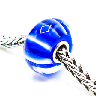 TROLLBEADS Blue Stripe Bead Sterling Silver Charm