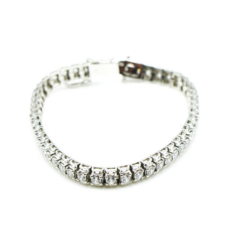Vintage 7-Inch Sterling Silver Tennis Bracelet With Clear Cubic Zirconia