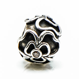 PANDORA Posey Sterling Silver Charm With Brown Zirconia