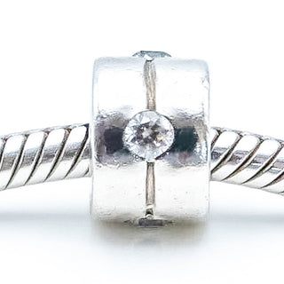 PANDORA Silver Band Sterling Silver Charm With Clear Zirconia
