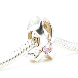 CHAMILIA Breast Cancer Ribbon Light Pink CZ Sterling Silver Charm Bead