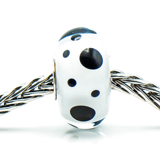 TROLLBEADS Black Spot Glass Bead Sterling Silver Core Charm