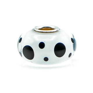 TROLLBEADS Black Spot Glass Bead Sterling Silver Core Charm