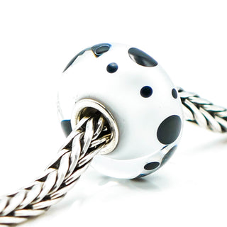 TROLLBEADS Black Spot Glass Bead Sterling Silver Core Charm