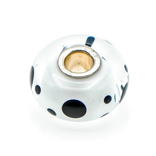 TROLLBEADS Black Spot Glass Bead Sterling Silver Core Charm