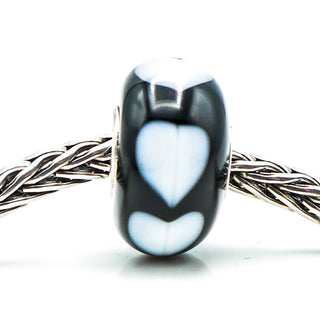 TROLLBEADS White Heart Glass Bead Sterling Silver Charm