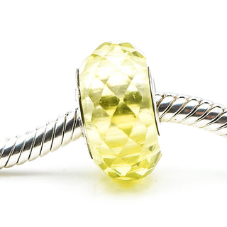 CHAMILIA Jeweled Collection Faceted Light Green Murano Glass Charm With Sterling Silver Core