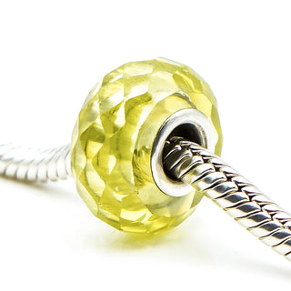 CHAMILIA Jeweled Collection Faceted Light Green Murano Glass Charm With Sterling Silver Core