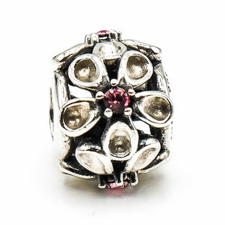 CHAMILIA Dazzling Daisy Sterling Silver Charm With Pink Swarovski Crystals