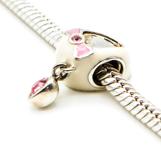 CHAMILIA Baby Shoe Sterling Silver Charm With Pink Swarovski Crystal