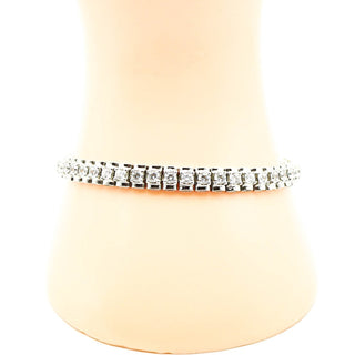 Vintage 7-Inch Sterling Silver Tennis Bracelet With Clear Cubic Zirconia