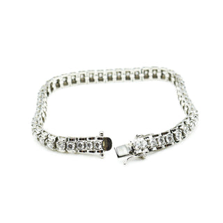 Vintage 7-Inch Sterling Silver Tennis Bracelet With Clear Cubic Zirconia