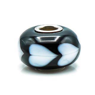 TROLLBEADS White Heart Glass Bead Sterling Silver Charm