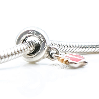 PANDORA RARE Royal True Love Charm Sterling Silver And 14K Gold Dangle Charm With Red Enamel