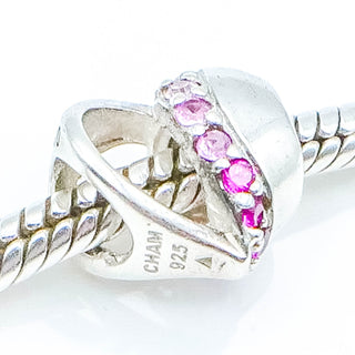 CHAMILIA Heart Sterling Silver Charm With Pink Swarovski Crystals