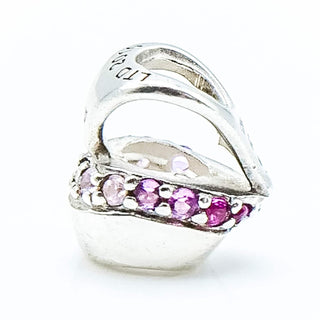 CHAMILIA Heart Sterling Silver Charm With Pink Swarovski Crystals