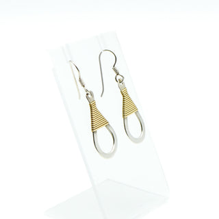 Vintage Sterling Silver Dangle Earrings With Gold Plated Wire Wrap