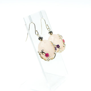 Chateau D'Argent Rose Quartz & Enamel Sterling Silver Drop Earrings