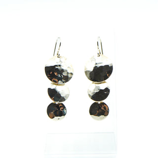 Hammered Disc Sterling Silver Dangle Earrings Made in Mexico