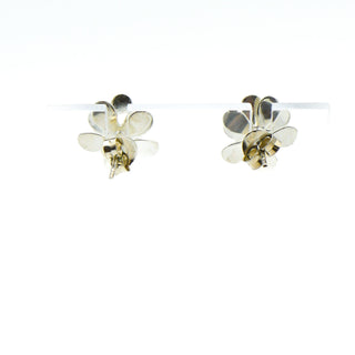 Sterling Silver Flower Stud Earrings With 18K Gold Plate Accent
