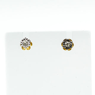 12K Yellow Gold Diamond Stud Earrings