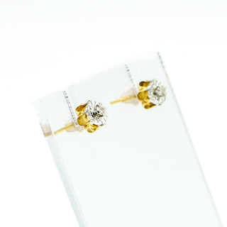 12K Yellow Gold Diamond Stud Earrings