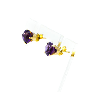 10K Gold Amethyst Stud Earrings