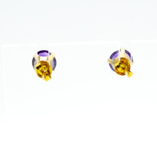 10K Gold Amethyst Stud Earrings