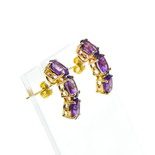 14K Gold Amethyst Stud Earrings