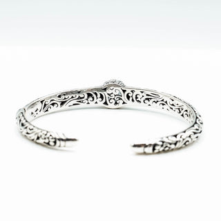 Bali Design Sterling Silver 7-Inch Artisan Cuff Bracelet With Blue Topaz