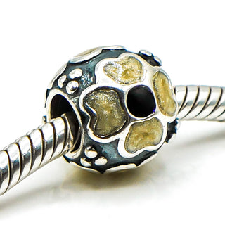 PANDORA Yellow Daisy Sterling Silver Flower Charm With Yellow Enamel