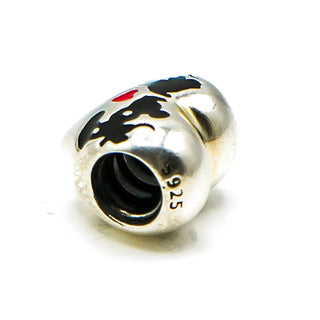 PANDORA Disney Mickey And Minnie Kiss Sterling Silver Charm With Black And Red Enamel
