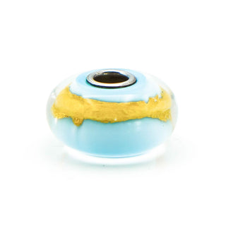 TROLLBEADS Light Blue Gold Bead Sterling Silver Charm With 22K