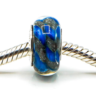CHAMILIA Blue Dusk Murano Glass Bead With Sterling Silver Core