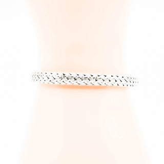 Bali Design 7-Inch Woven Sterling Silver Black Sapphire Bracelet With 18K Gold