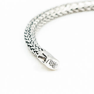 Bali Design 7-Inch Woven Sterling Silver Black Sapphire Bracelet With 18K Gold