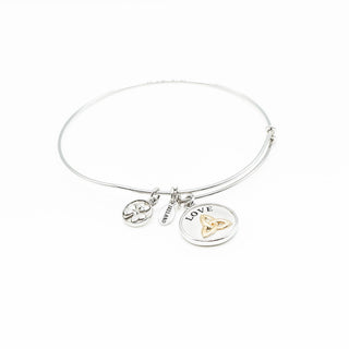 I Love Ireland Sterling Silver 8.3-Inch Adjustable Bangle Bracelet