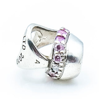 CHAMILIA Heart Sterling Silver Charm With Pink Swarovski Crystals
