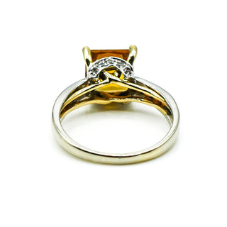 Madeira Citrine 14k Gold And Diamonds Ring Size 7.25