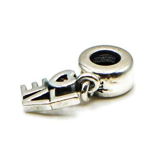 PANDORA LOVE Sterling Silver Dangle Charm With Salmon Zirconia Heart