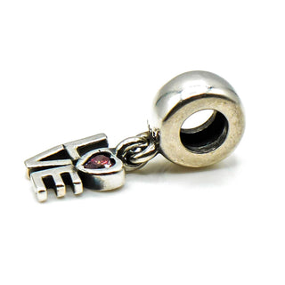 PANDORA LOVE Sterling Silver Dangle Charm With Salmon Zirconia Heart