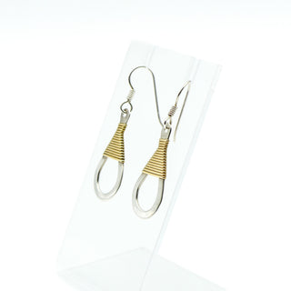 Vintage Sterling Silver Dangle Earrings With Gold Plated Wire Wrap